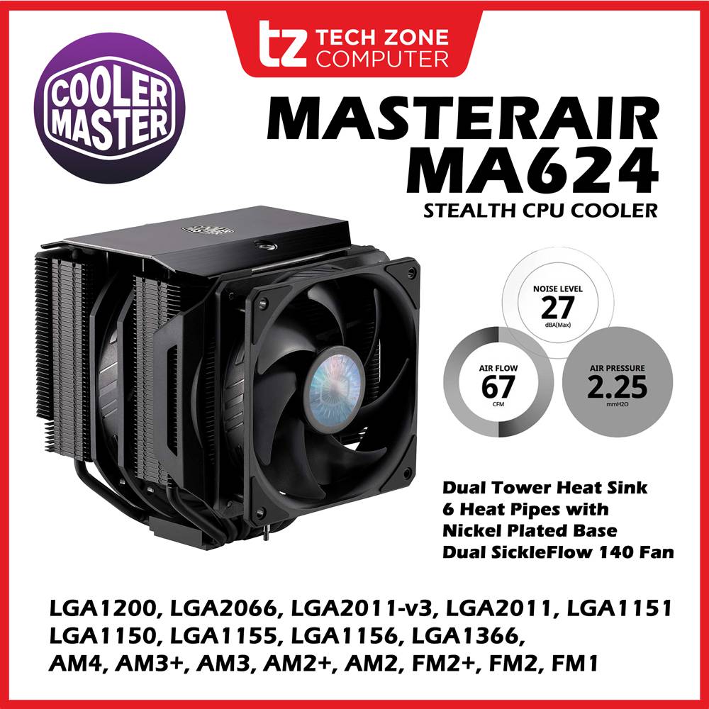 Cooler Master MasterAir MA624 Stealth CPU Cooler (MAM-D6PS