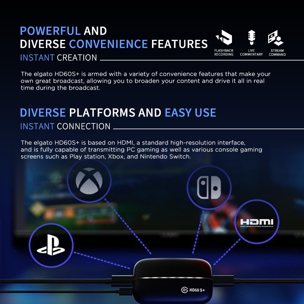 Elgato Hd60 S External Capture Card Stream And Record In 1080p60 With Ultra Low Latency On Ps5 Ps4 Pro Xbox Series X S Xbox One X S In Obs Elgato Nintendo Switch Capture Card