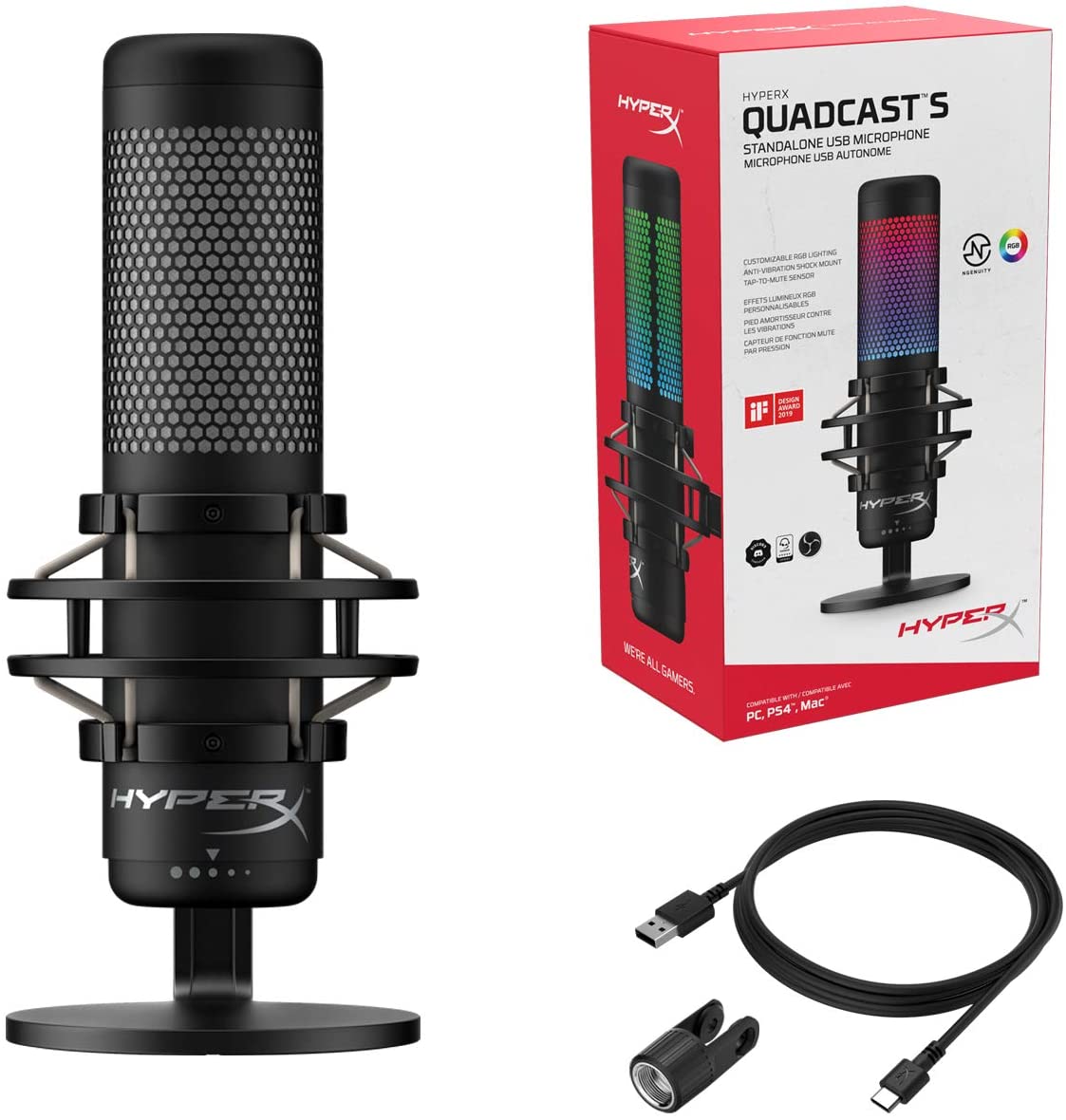 HyperX QuadCast S RGB Lighting USB Condenser Gaming